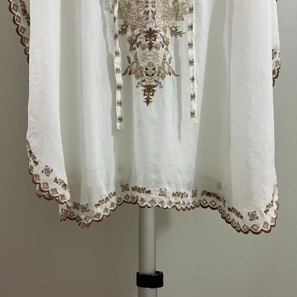 NWOT Johnny Was Embroidered Floral Kaftan Shirt Blouse Oversized Sz M - Picture 10 of 16